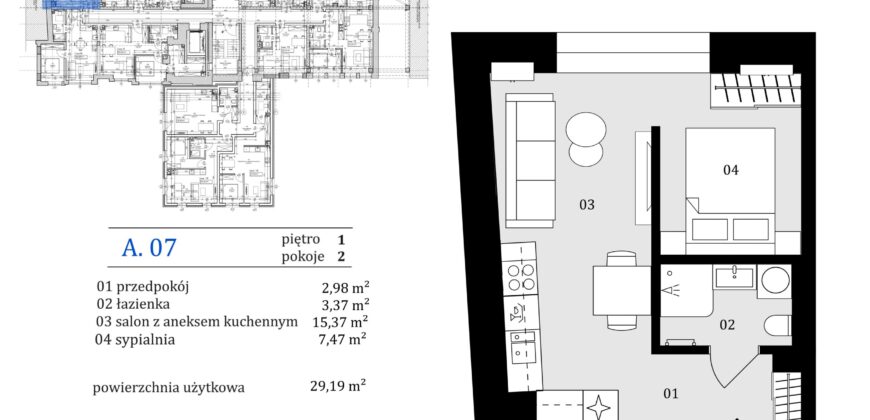 Kawalerka w centrum miasta od dewelopera 2026 rok M7 1 piętro